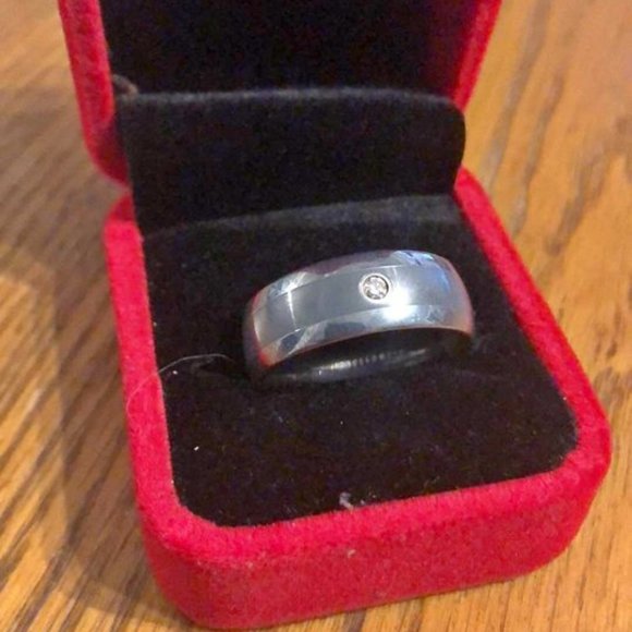 Men’s Tungsten Wedding Band Comfort Fit Size 12 Real Diamond Ring - Picture 1 of 1